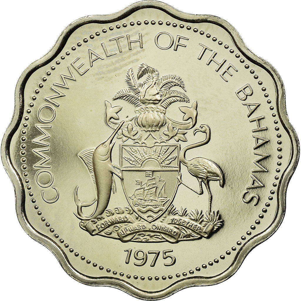 Coin, Bahamas, Elizabeth II, 10 Cents, 1975, Franklin Mint, U.S.A., MS(60-62)