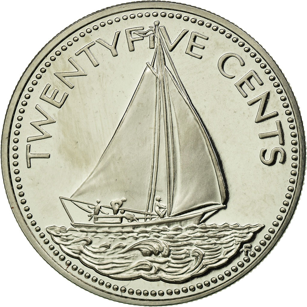 Monnaie, Bahamas, Elizabeth II, 25 Cents, 1975, Franklin Mint, U.S.A., FDC