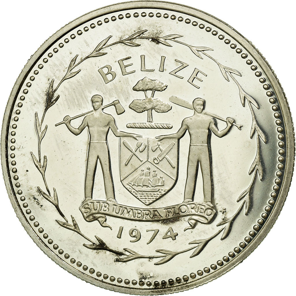 Coin, Belize, 25 Cents, 1974, Franklin Mint, AU(55-58), Silver, KM:41a
