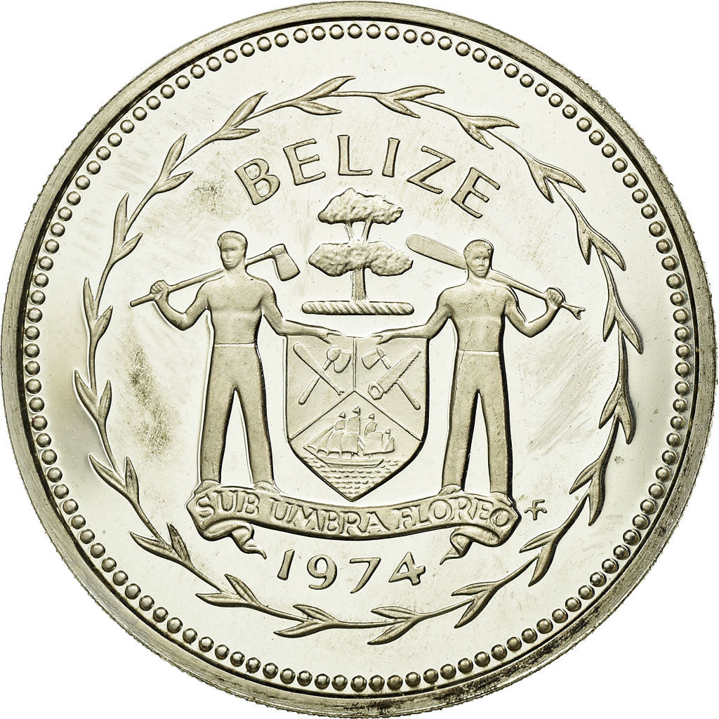 Coin, Belize, 50 Cents, 1974, Franklin Mint, AU(55-58), Silver, KM:42a