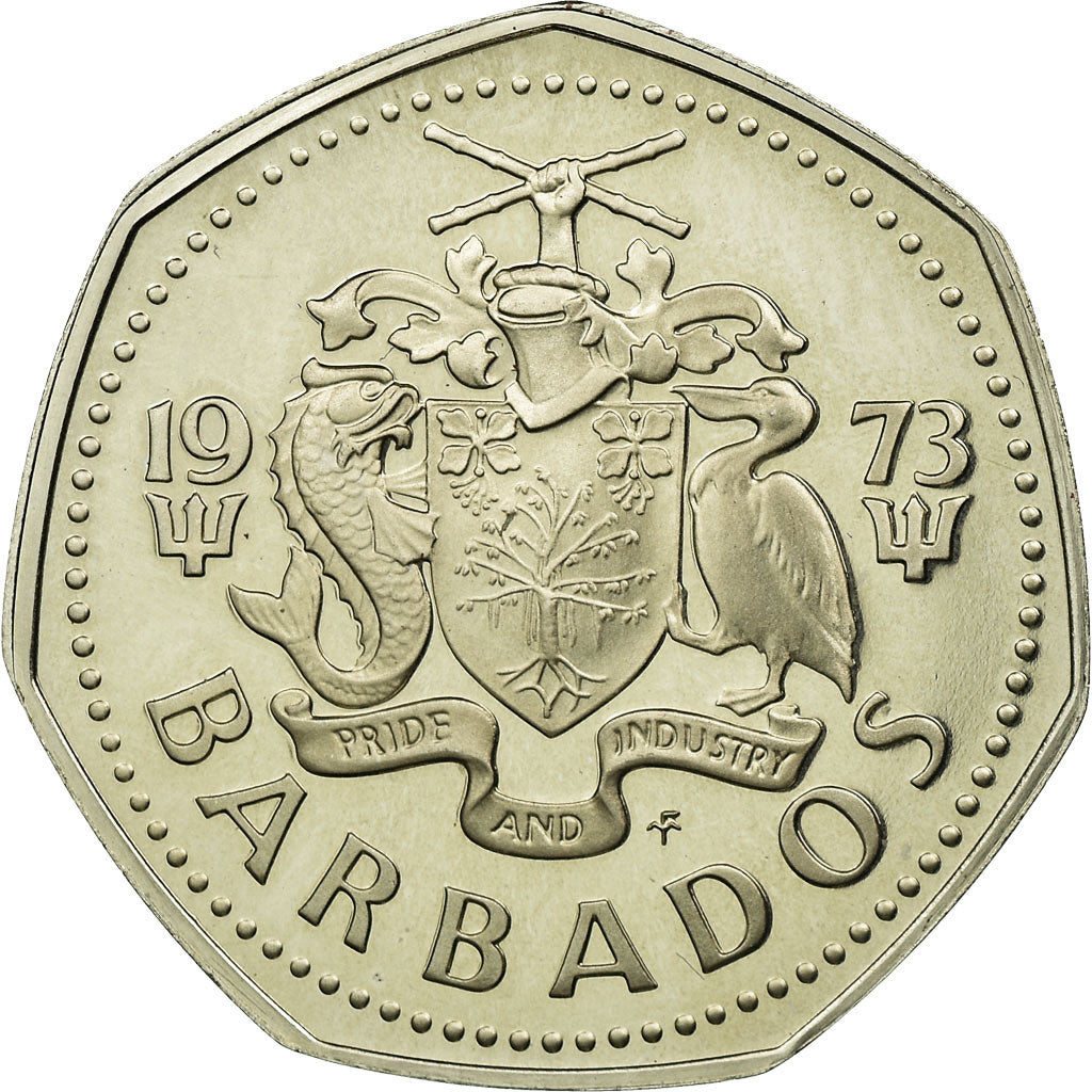 Coin, Barbados, Dollar, 1973, Franklin Mint, MS(60-62), Copper-nickel, KM:14.1