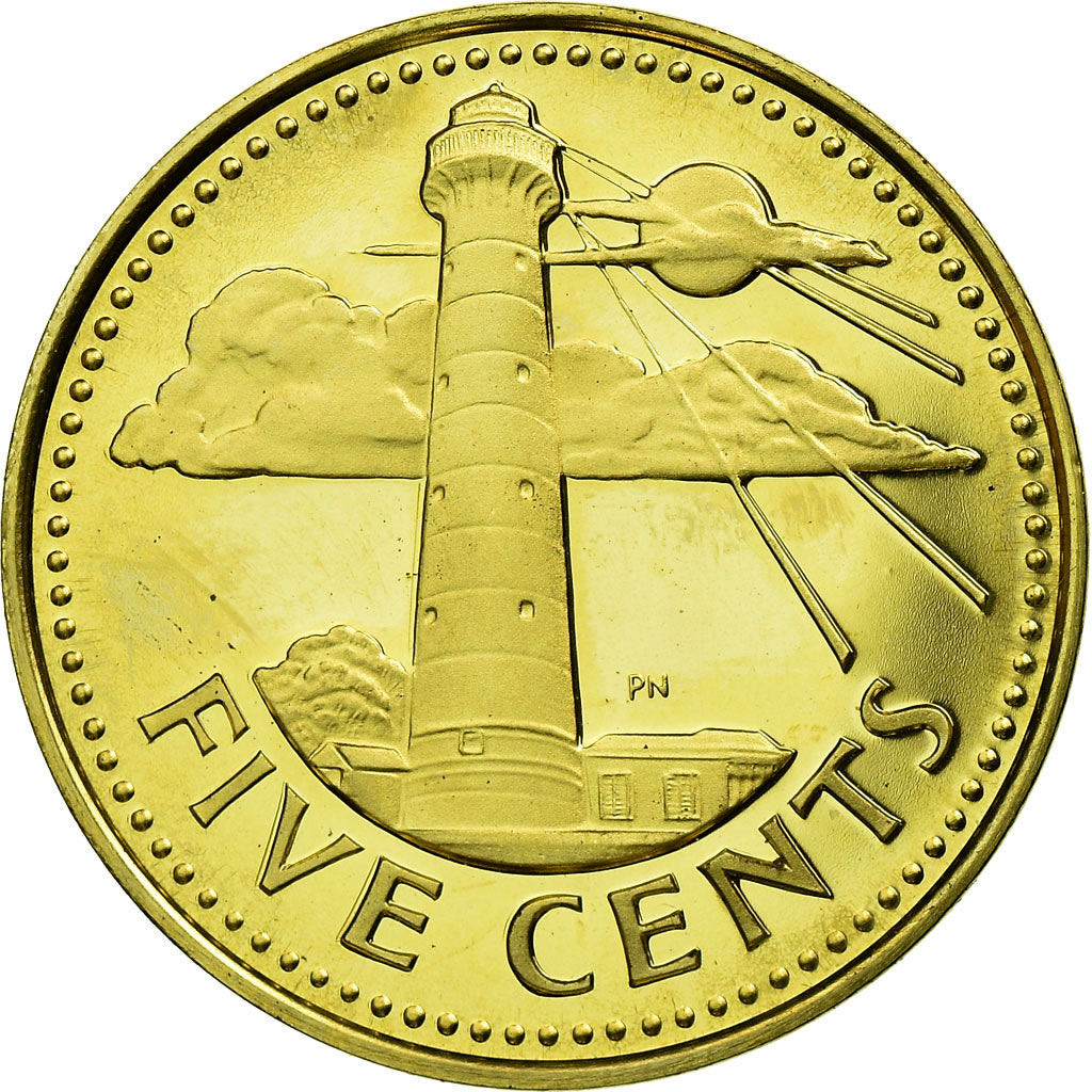 Moeda, Barbados, 5 Cents, 1973, Franklin Mint, MS(60-62), Latão, KM:11