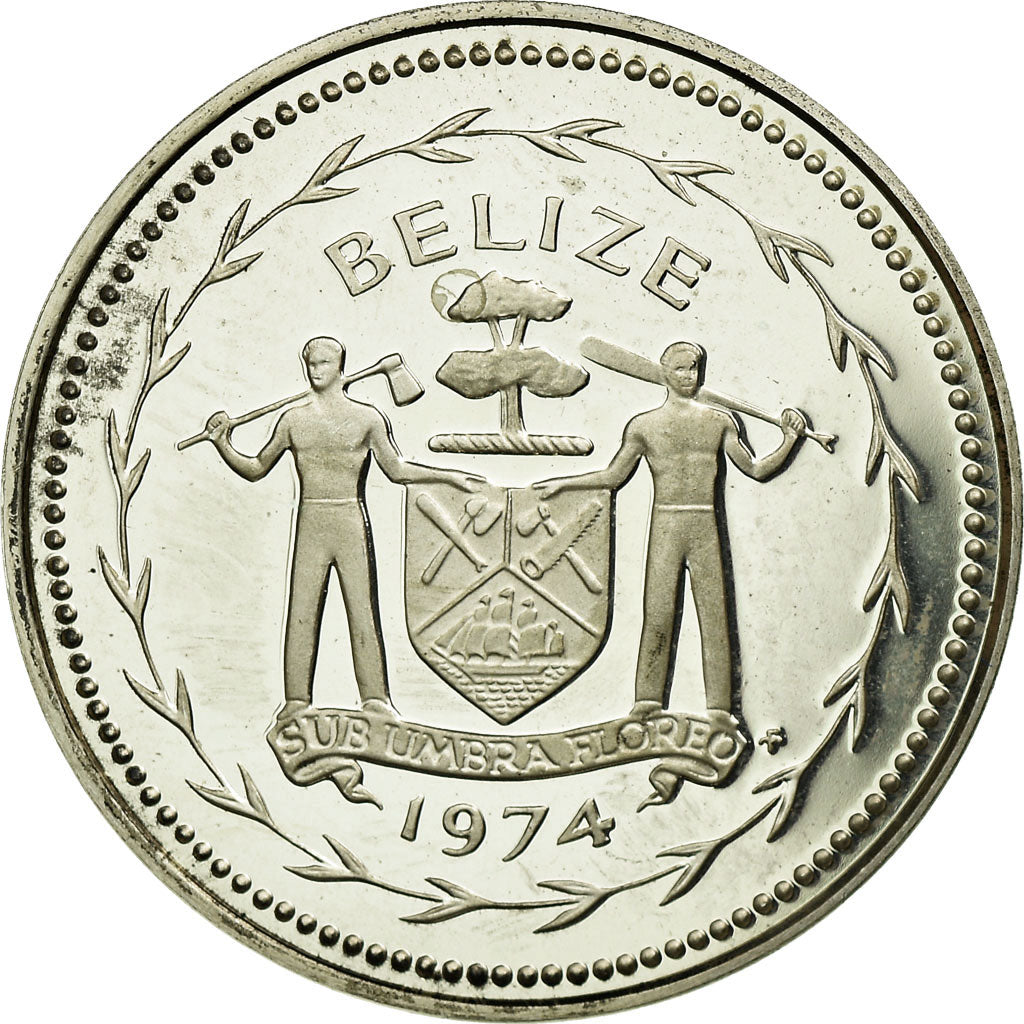 Coin, Belize, 5 Cents, 1974, Franklin Mint, MS(60-62), Silver, KM:39a