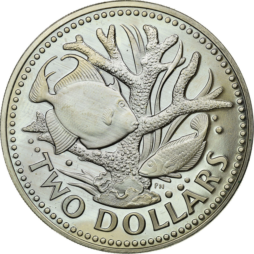 Coin, Barbados, 2 Dollars, 1973, Franklin Mint, MS(60-62), Copper-nickel, KM:15