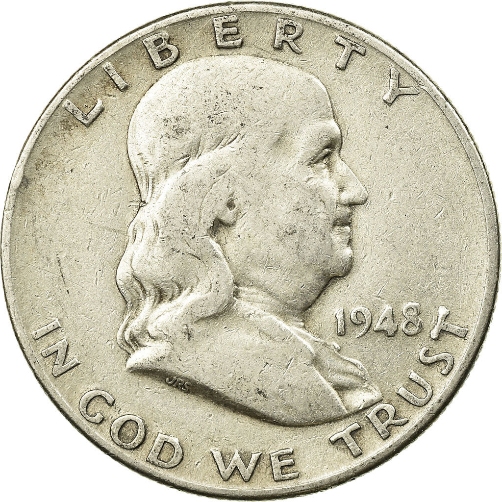 Coin, United States, Franklin Half Dollar, Half Dollar, 1948, U.S. Mint, Denver