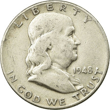 Coin, United States, Franklin Half Dollar, Half Dollar, 1948, U.S. Mint, Denver