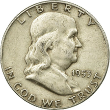 Coin, United States, Franklin Half Dollar, Half Dollar, 1953, U.S. Mint, Denver