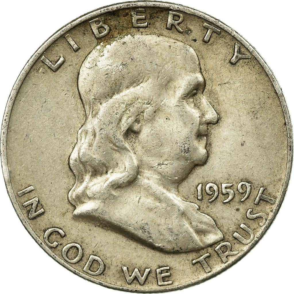 Coin, United States, Franklin Half Dollar, Half Dollar, 1959, U.S. Mint, Denver