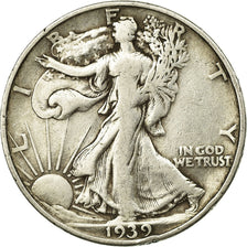 Coin, United States, Walking Liberty Half Dollar, Half Dollar, 1939, U.S. Mint