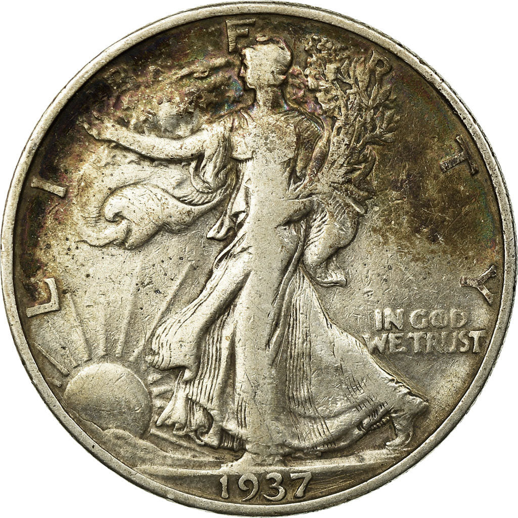 Coin, United States, Walking Liberty Half Dollar, Half Dollar, 1937, U.S. Mint