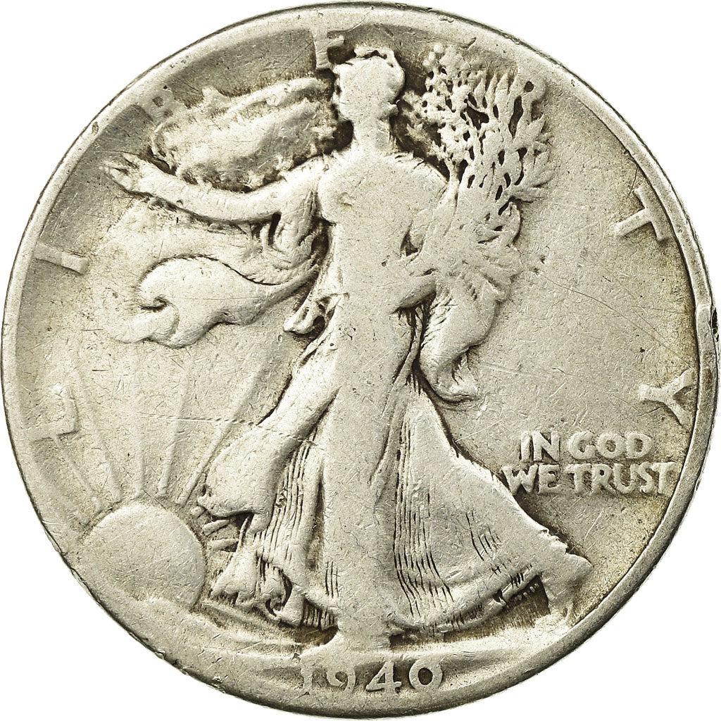 Coin, United States, Walking Liberty Half Dollar, Half Dollar, 1940, U.S. Mint
