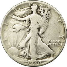 Coin, United States, Walking Liberty Half Dollar, Half Dollar, 1940, U.S. Mint
