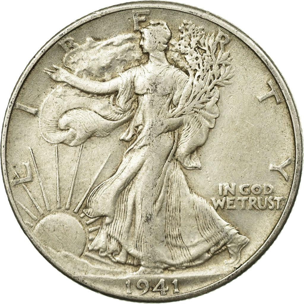 Coin, United States, Walking Liberty Half Dollar, Half Dollar, 1941, U.S. Mint
