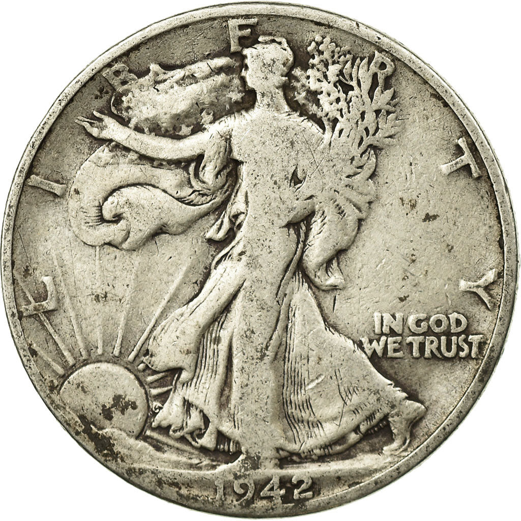 Coin, United States, Walking Liberty Half Dollar, Half Dollar, 1942, U.S. Mint