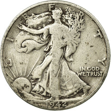 Coin, United States, Walking Liberty Half Dollar, Half Dollar, 1942, U.S. Mint