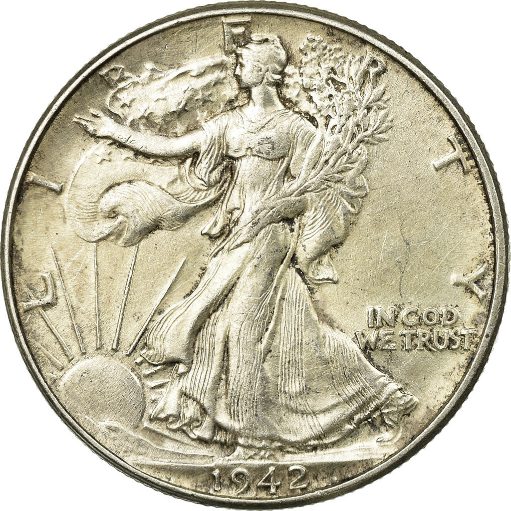 Coin, United States, Walking Liberty Half Dollar, Half Dollar, 1942, U.S. Mint