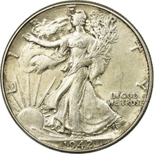 Coin, United States, Walking Liberty Half Dollar, Half Dollar, 1942, U.S. Mint