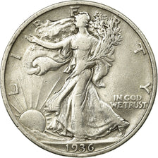 Coin, United States, Walking Liberty Half Dollar, Half Dollar, 1936, U.S. Mint