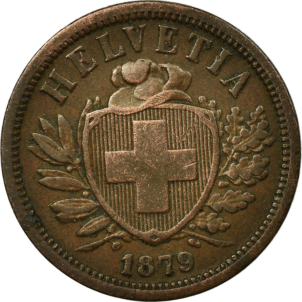 Coin, Switzerland, 2 Rappen, 1879, Bern, EF(40-45), Bronze, KM:4.1