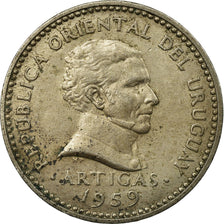 Moneta, Uruguay, 10 Centesimos, 1959, Santiago, MB+, Rame-nichel, KM:35