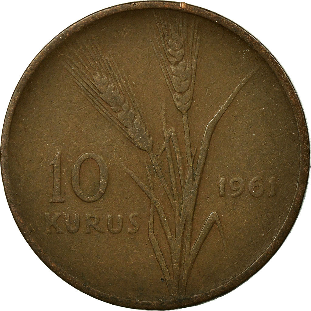 Münze, Türkei, 10 Kurus, 1961, SS, Bronze, KM:891.1