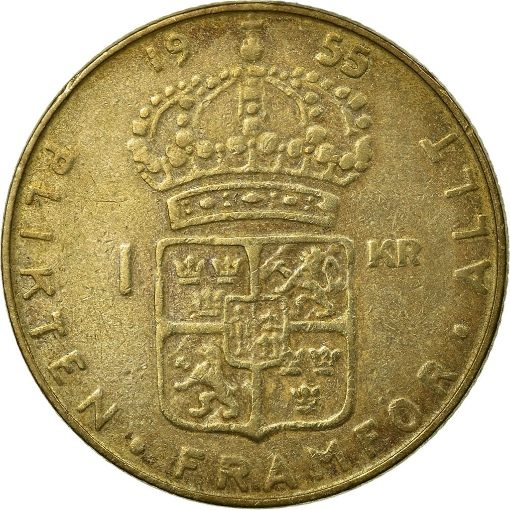 Moeda, Suécia, Gustaf VI, Krona, 1955, EF(40-45), Prata, KM:826