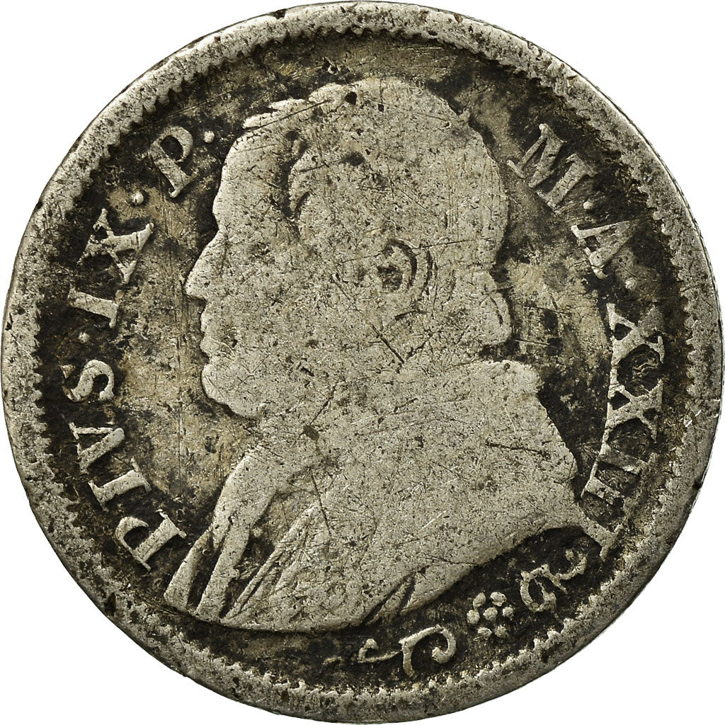 Moeda, ESTADOS ITALIANOS, PAPAL STATES, Pius IX, 10 Soldi, 50 Centesimi, 1868