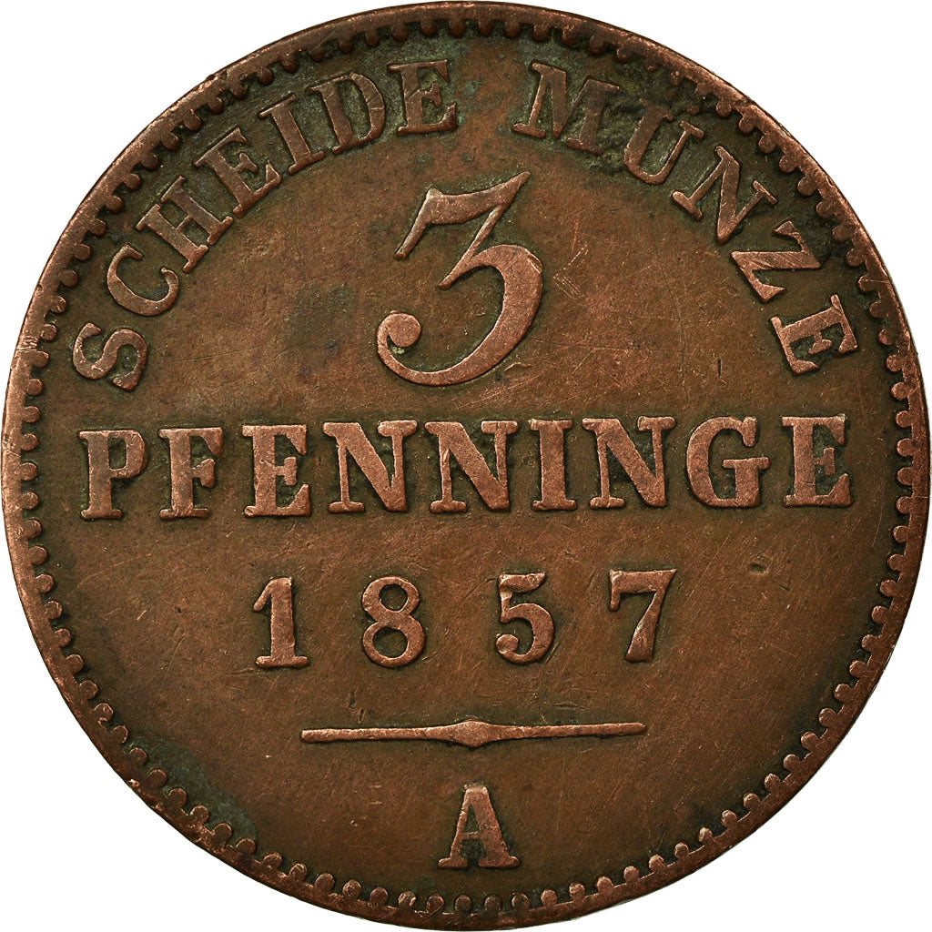Monnaie, Etats allemands, PRUSSIA, Friedrich Wilhelm IV, 3 Pfennig, 1857
