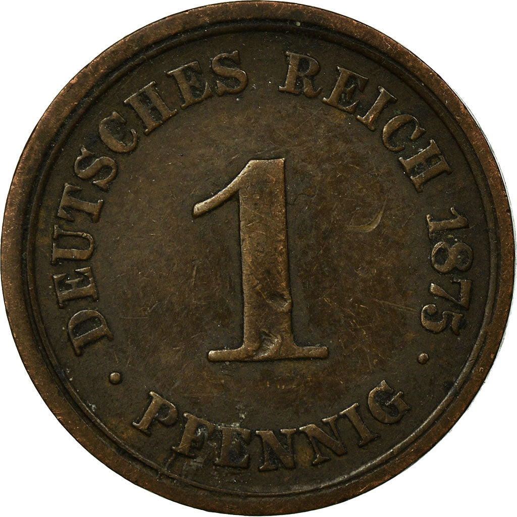 Coin, GERMANY - EMPIRE, Wilhelm I, Pfennig, 1875, Munich, EF(40-45), Copper