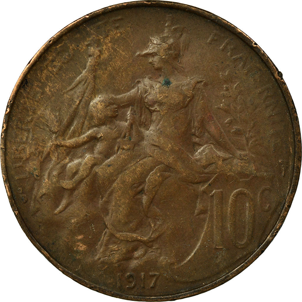 Münze, Frankreich, Dupuis, 10 Centimes, 1917, Paris, S+, Bronze, KM:843