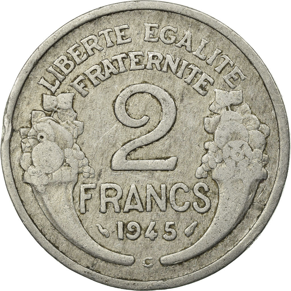 Monnaie, France, Morlon, 2 Francs, 1945, Castelsarrasin, TB, Aluminium