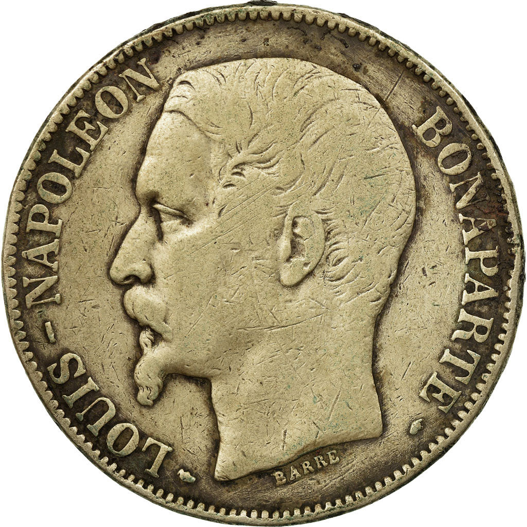 Moeda, França, Napoléon III, 5 Francs, 1852, Paris, F(12-15), Prata, KM:773.1