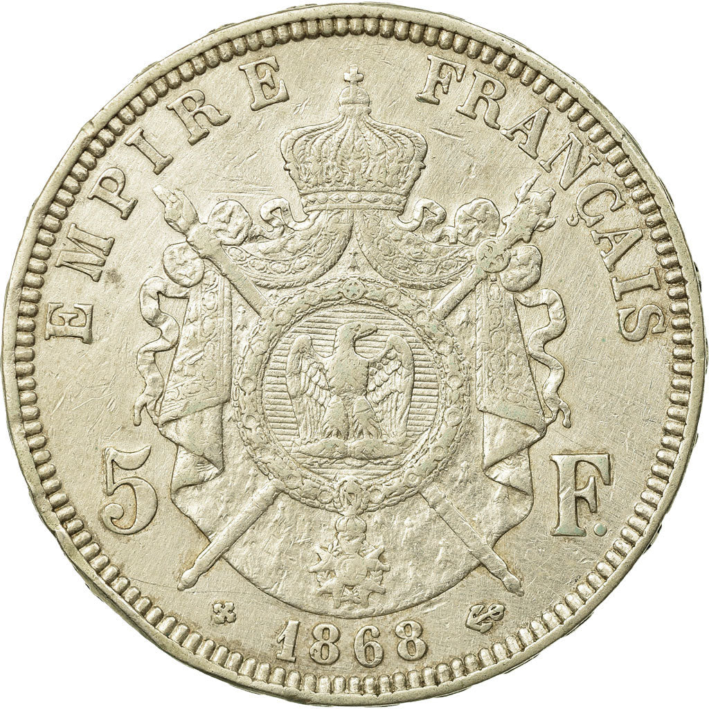 Coin, France, Napoléon III, 5 Francs, 1868, Strasbourg, EF(40-45), Silver