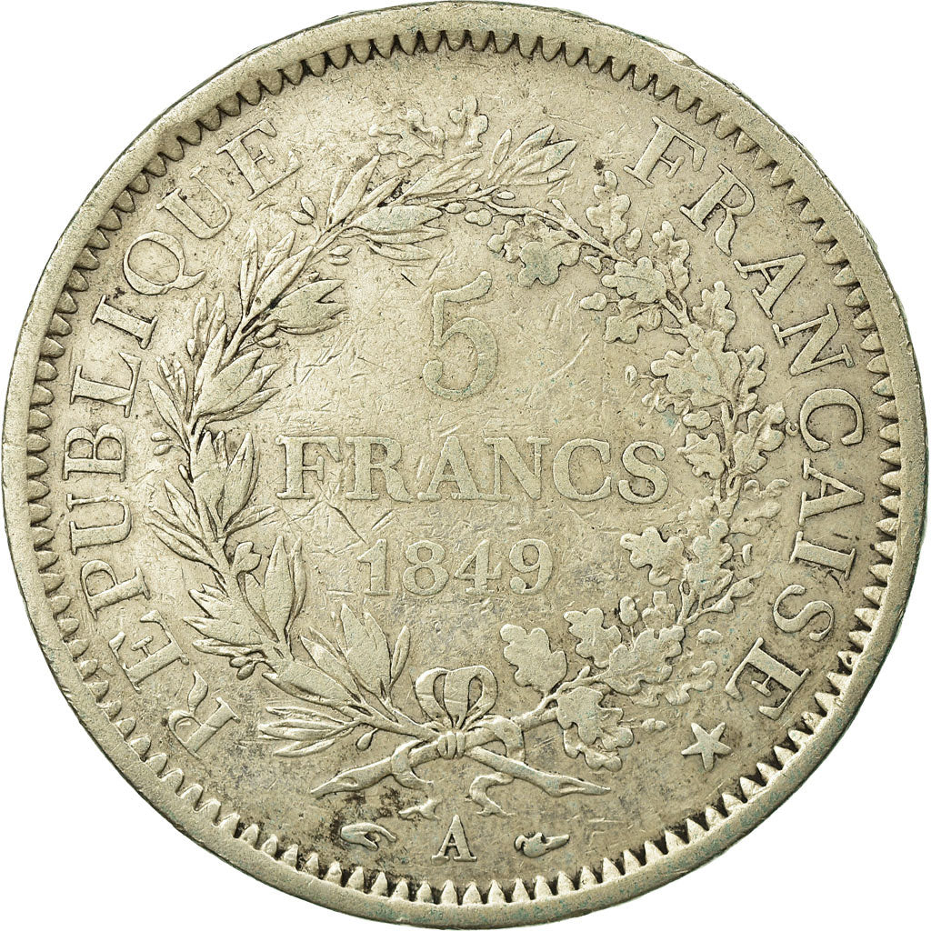 Monnaie, France, Hercule, 5 Francs, 1849, Paris, TB, Argent, Gadoury:683