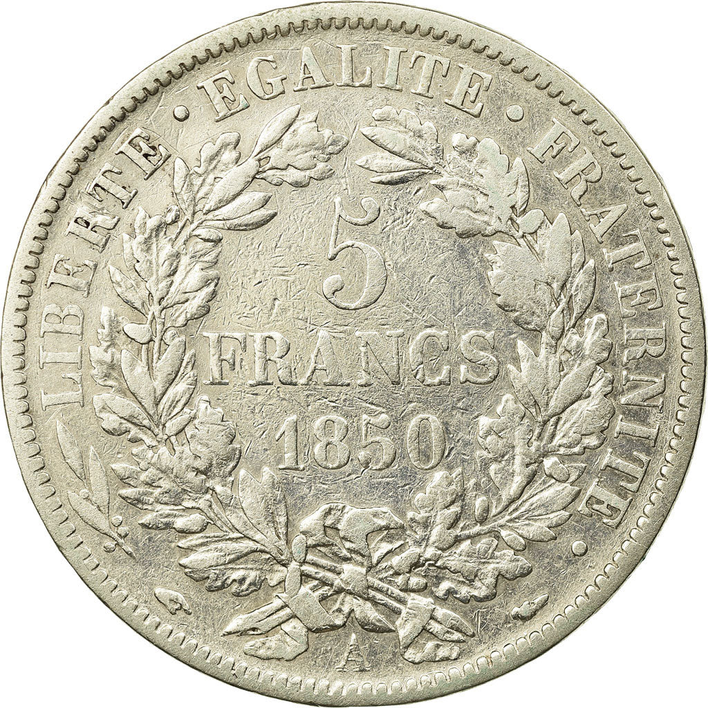 Coin, France, Cérès, 5 Francs, 1850, Paris, VF(30-35), Silver, KM:761.1