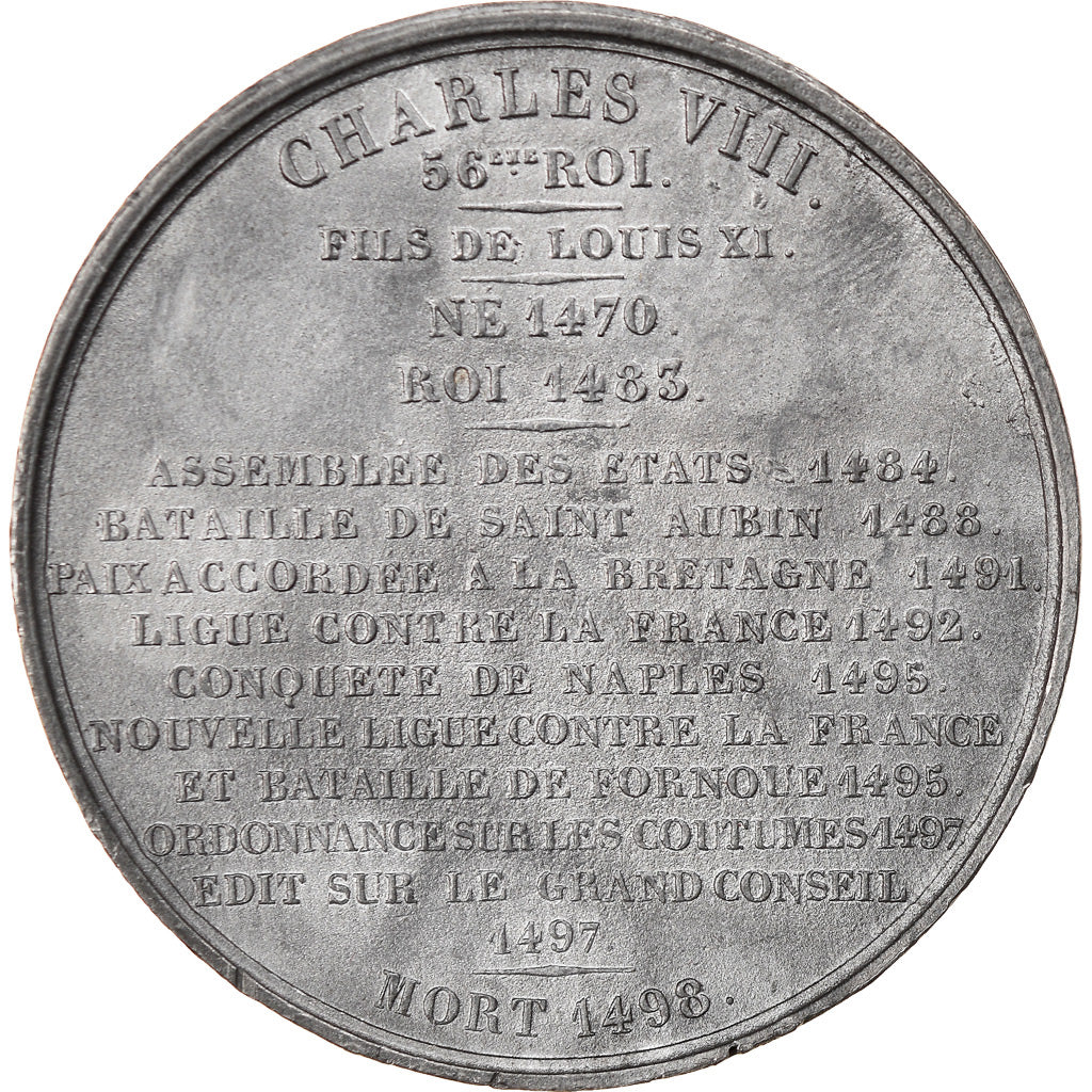 France, Médaille, Les Rois de France, Charles VIII, History, Caqué, TTB+, Tin