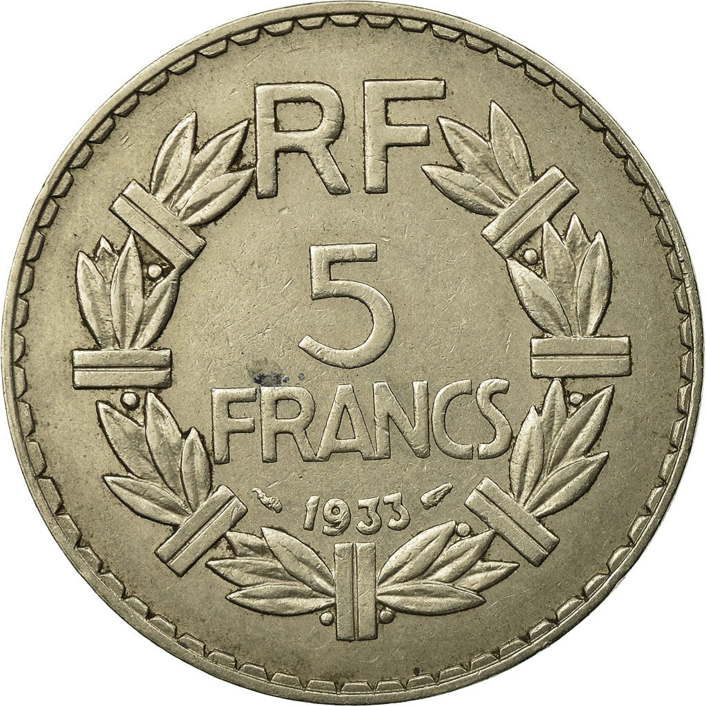 Moneta, Francja, Lavrillier, 5 Francs, 1933, Paris, VF(30-35), Nikiel, KM:888