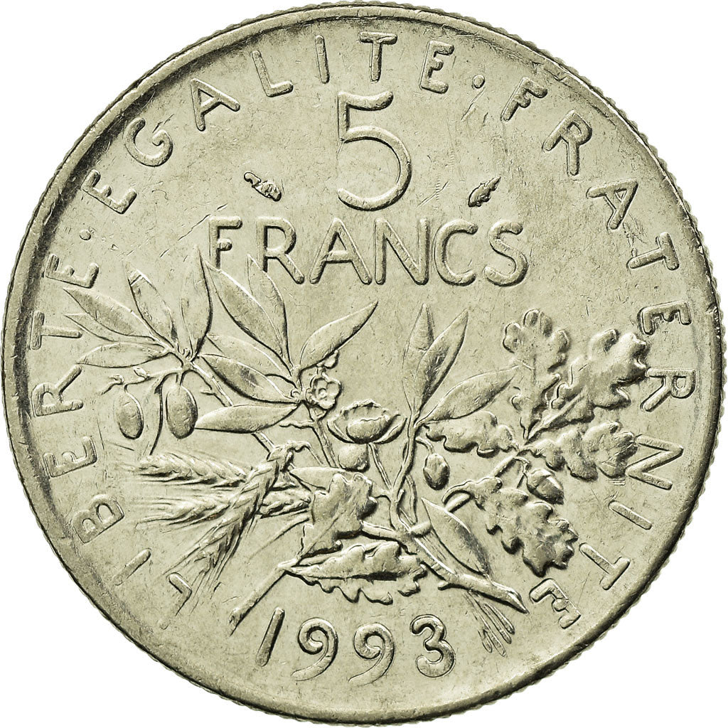Coin, France, Semeuse, 5 Francs, 1993, Paris, EF(40-45), Nickel Clad