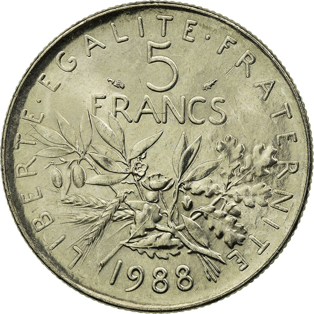 Moneda, Francia, Semeuse, 5 Francs, 1988, Paris, EBC, Níquel recubierto de
