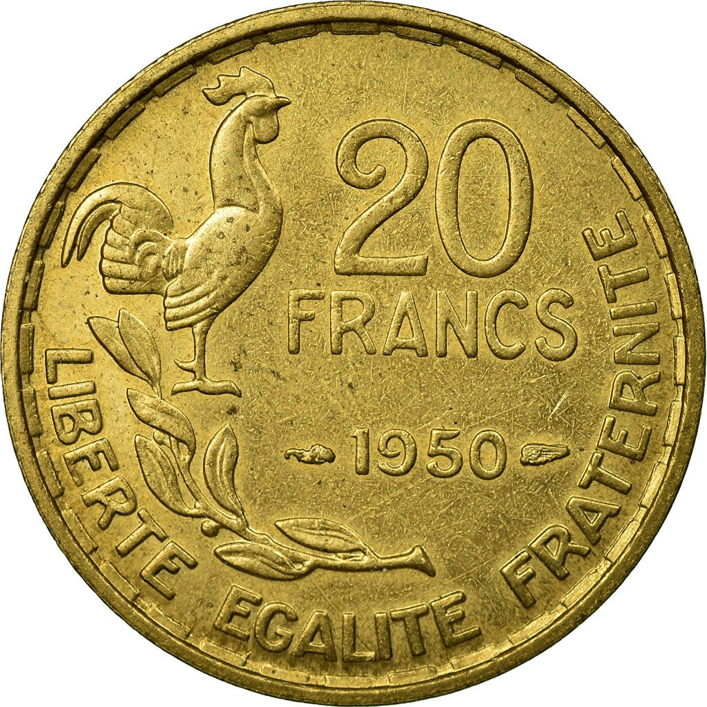 Coin, France, Guiraud, 20 Francs, 1950, Paris, EF(40-45), Aluminum-Bronze