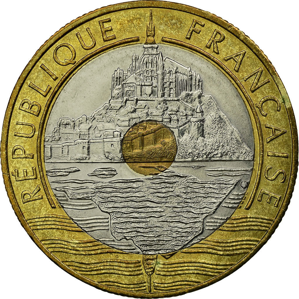 Moneda, Francia, Mont Saint Michel, 20 Francs, 1996, Paris, MBC, Trimetálico