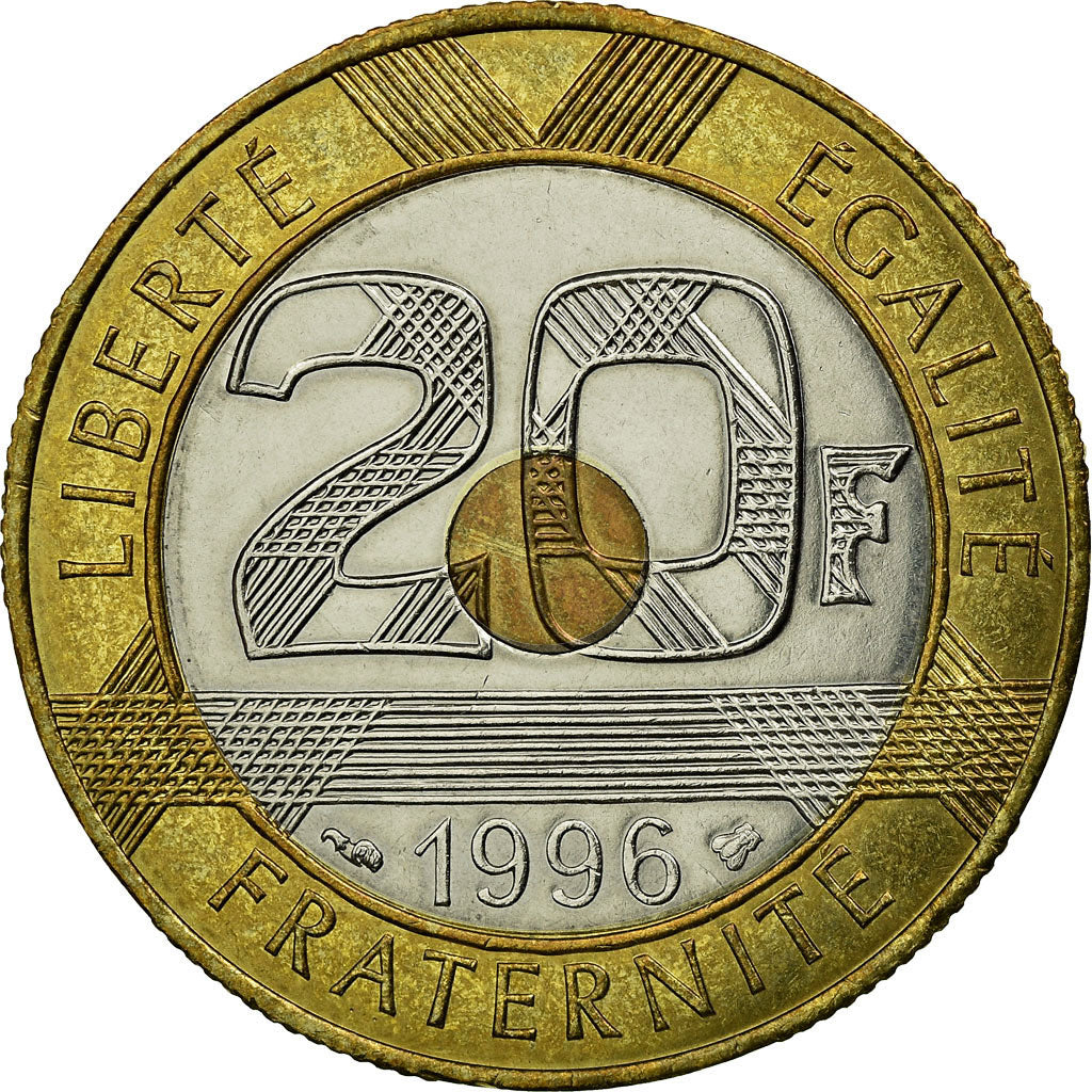 Moneda, Francia, Mont Saint Michel, 20 Francs, 1996, Paris, MBC, Trimetálico
