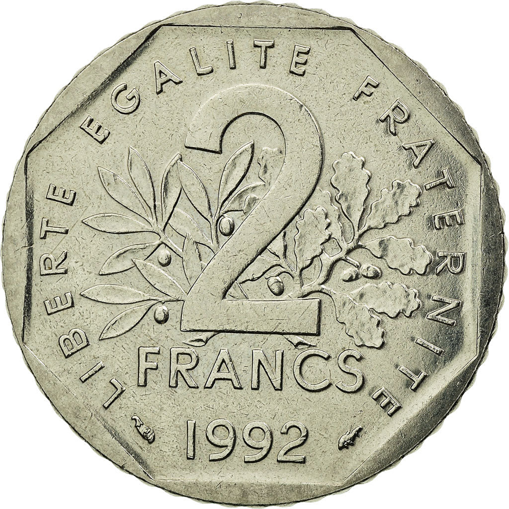 Coin, France, Semeuse, 2 Francs, 1992, Paris, EF(40-45), Nickel, KM:942.1