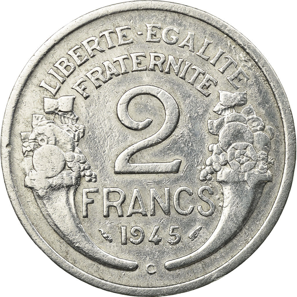Münze, Frankreich, Morlon, 2 Francs, 1945, Castelsarrasin, S+, Aluminium