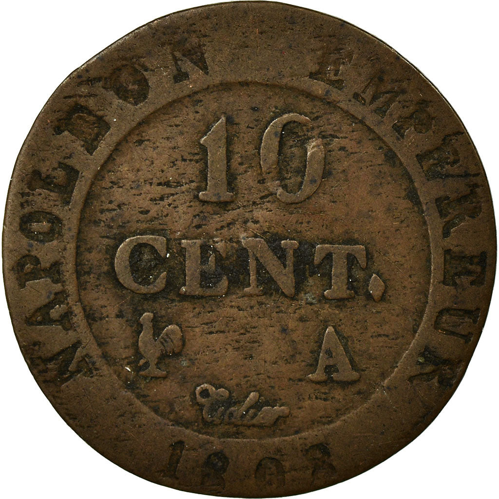Coin, France, Napoléon I, 10 Centimes, 1808, Paris, VG(8-10), Billon, KM:676.1