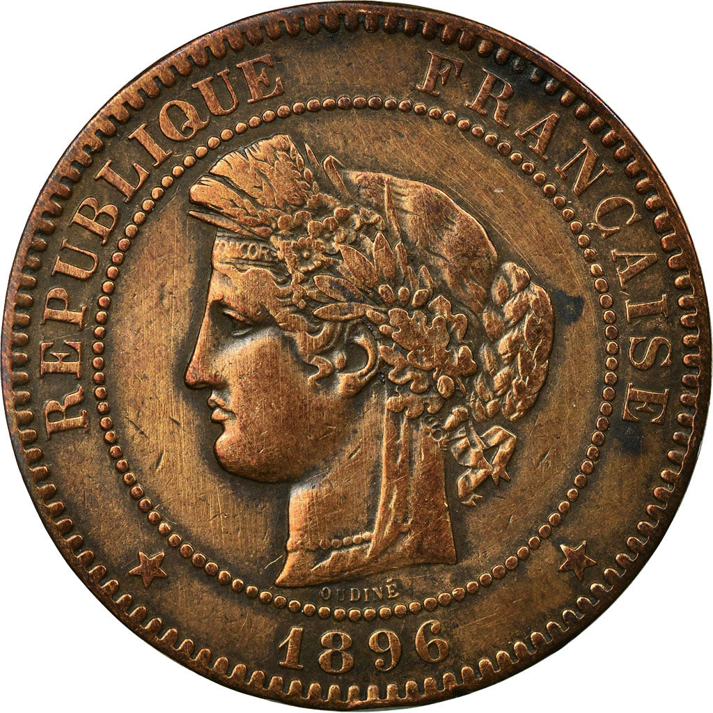 Moneta, Francia, Cérès, 10 Centimes, 1896, Paris, MB+, Bronzo, KM:815.1