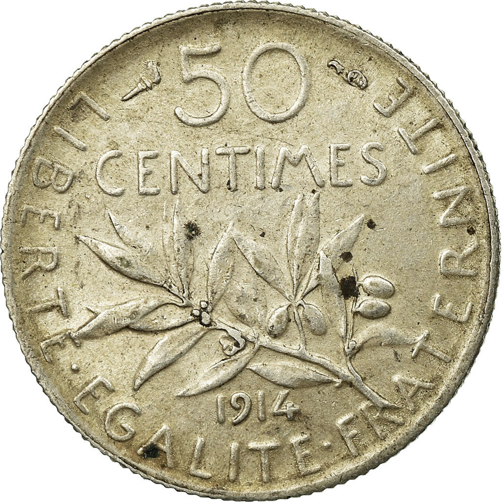 Coin, France, Semeuse, 50 Centimes, 1917, Paris, VF(30-35), Silver, KM:854