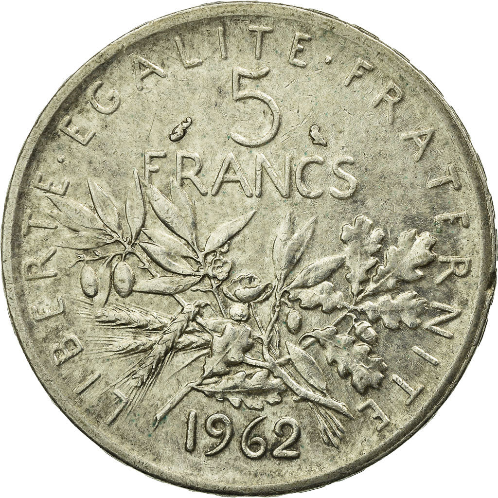 Moneta, Francia, Semeuse, 5 Francs, 1962, Paris, MB+, Argento, KM:926