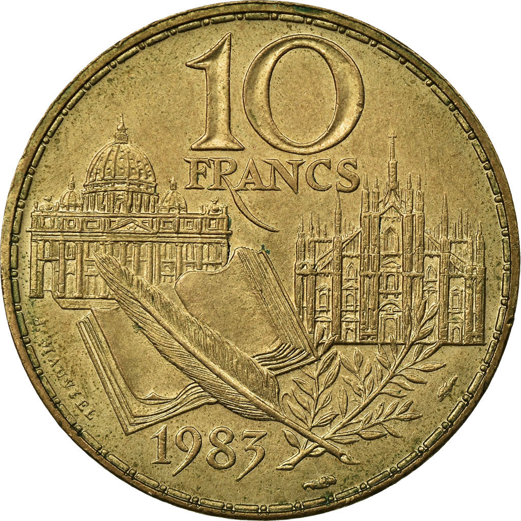 Moneta, Francja, Stendhal, 10 Francs, 1983, Paris, VF(20-25), Nikiel-Brąz