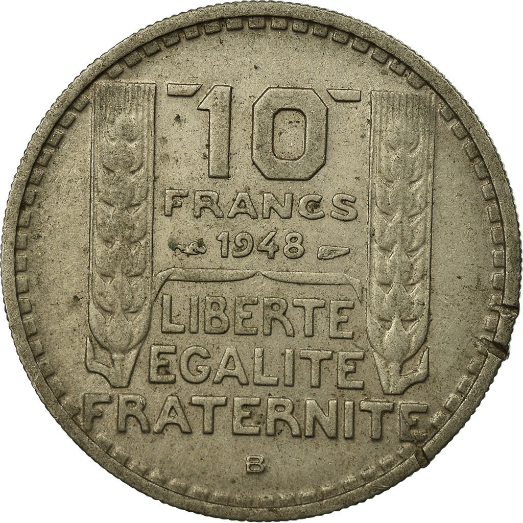 Moneta, Francja, Turin, 10 Francs, 1948, Beaumont - Le Roger, VF(20-25)